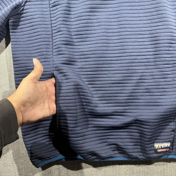 Gerry Sweatshirt Mens 2XL Blue Snap Henley Lined Fleece Pullover Pockets Logo - Picture 4 of 10